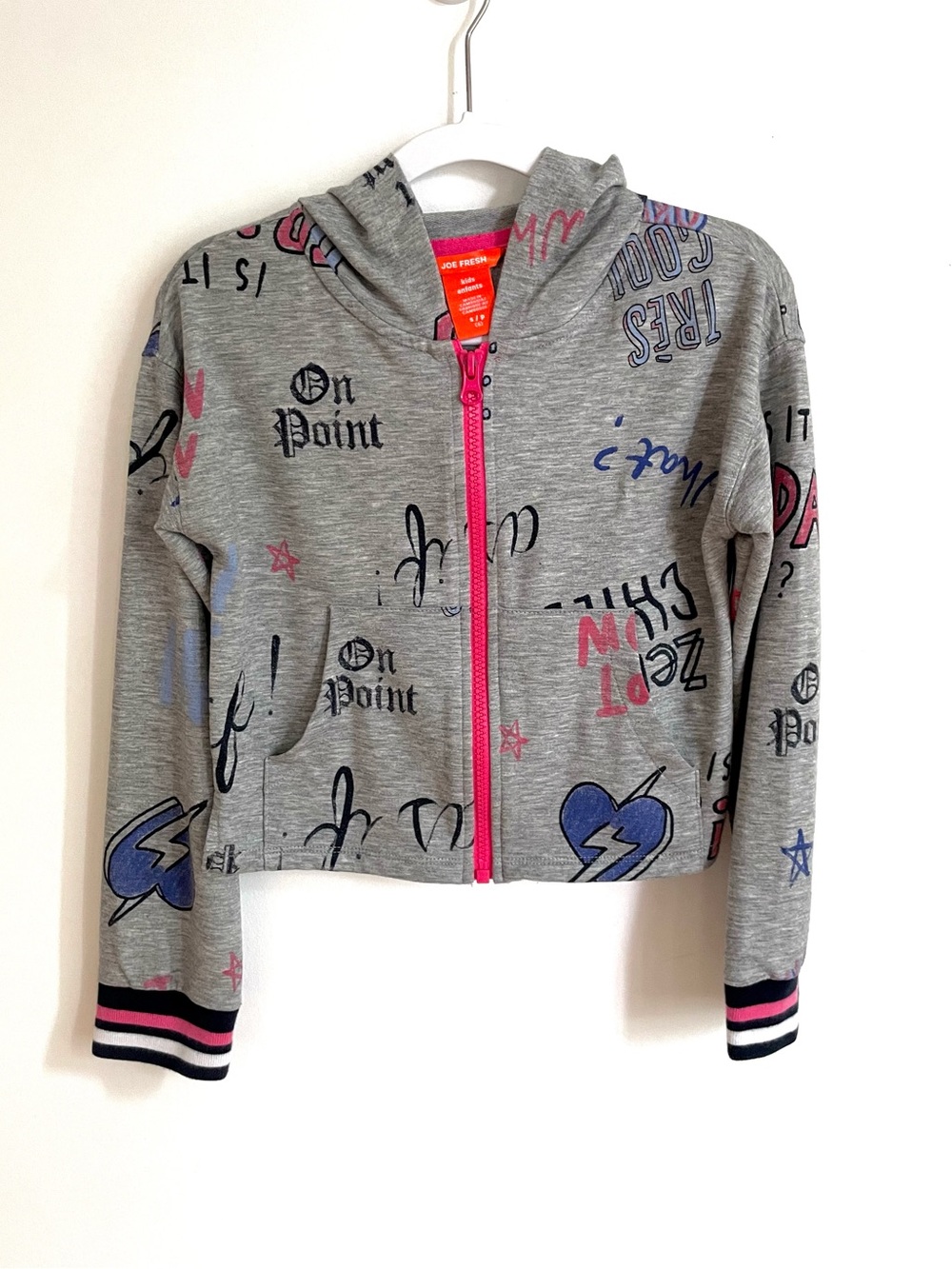 $7 💥Back to School Like New Graffiti Zip-Up Hoodie, Lightweight French Terry